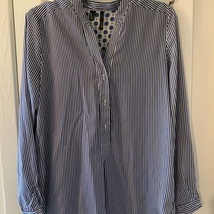 Mango suit blue and white pinstripe blouse